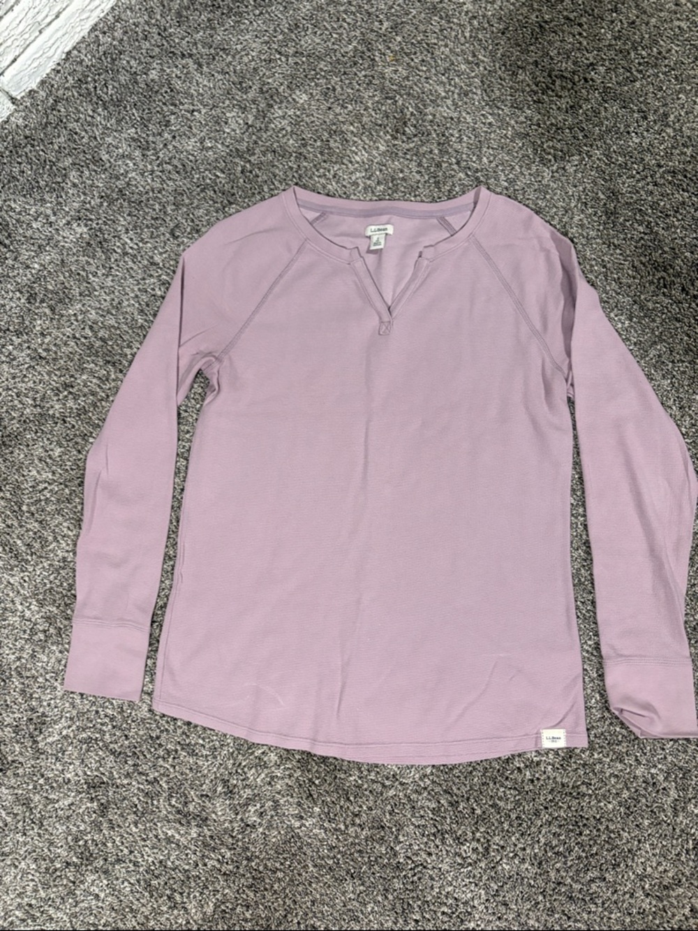 L.L. Bean Mauve Waffle V-Notch Thermal Top